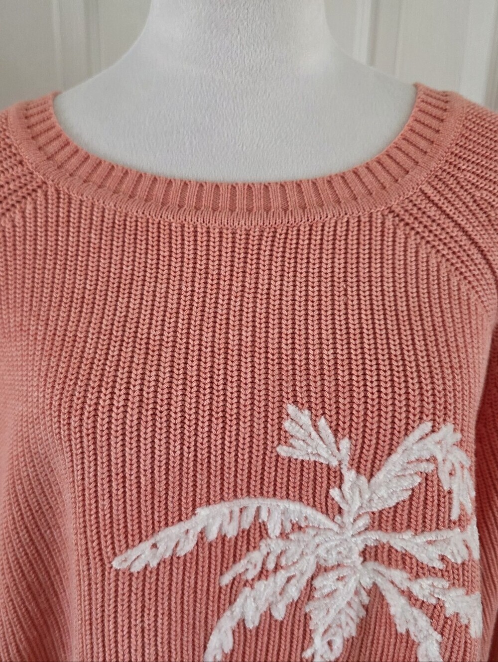 Tommy Bahama Breezy Palm Crew Neck Sweater Pure Coral Heather Size Large - Picture 3 of 10